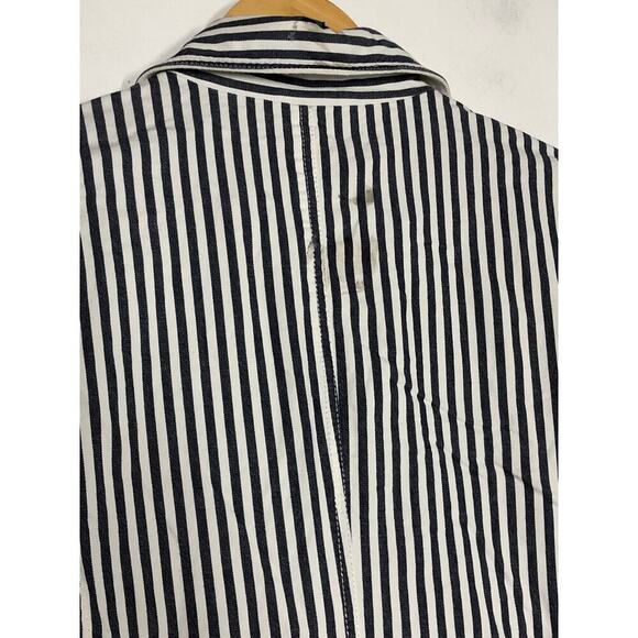 Derek Lam 10 Crosby Striped Blazer Single Breasted Cotton Jacket Blue & White 6 - Picture 6 of 12
